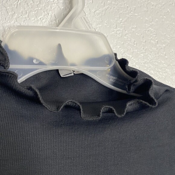 ASOS Cold Shoulder Rib Bodycon Dress Plus Size 18 Black High Neck Long Sleeve - Picture 2 of 9